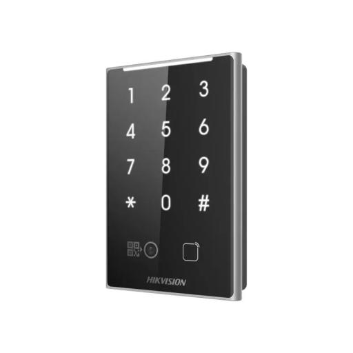 [HIKVISIONDIGITALTECHNOLOGY_DS-K1109EKB-QR] Hikvision Digital Technology Lector de Tarjetas PROX EM y de Códigos QR / Teclado para Contraseña / Compatible con Controladores DSK2600 Series Hikvision / Comunicación RS485 y WIEGAND