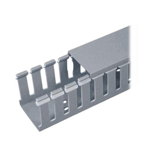 [PANDUIT_FC1X1LG2] Panduit Canaleta Ranurada de PVC con Tapa, Tipo F, 32 mm de Ancho, 28.7 mm de Alto y 2 m de Largo, Color Gris