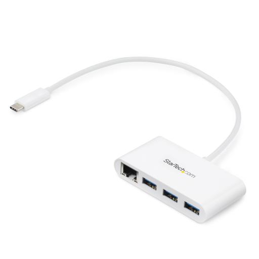 [STARTECH.COM_HB30C3A1GEA] StarTech.com CONCENTRADOR USB 3.0 3 PUERTOS USB-C A USBA Y RED BLANCO