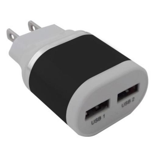 [DATACOMPONENTS_161264N] Data Components CARGADOR USB DE PARED 2 PUERTOS V2.0 BROBOTIX NEGRO