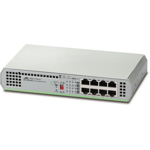 [ALLIEDTELESIS_AT-GS910-8-10] Allied Telesis Switch Gigabit No Administrable, 8 Puertos 10/100/1000 Mbps fuente de alimentación interna