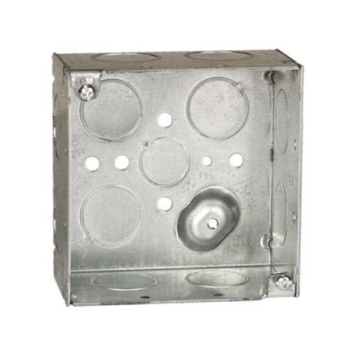 [RACO_HUB-231] Raco Caja Cuadrada Galvanizada  de 4 x 4" / Profundidad 2 1/8 / 11 Entradas de 3/4" y 1 de 1/2".