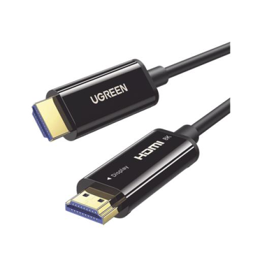[UGREEN_80408] Ugreen Cable HDMI de 20 Metros por Fibra Óptica 8K@60Hz / Fibra de 4 núcleos + Cobre estañado de 7 núcleos / Compatible con HDMI 2.1 / Alta velocidad 18 Gbps / 3D / HDR / Caja de Aleacion Zinc / Premium
