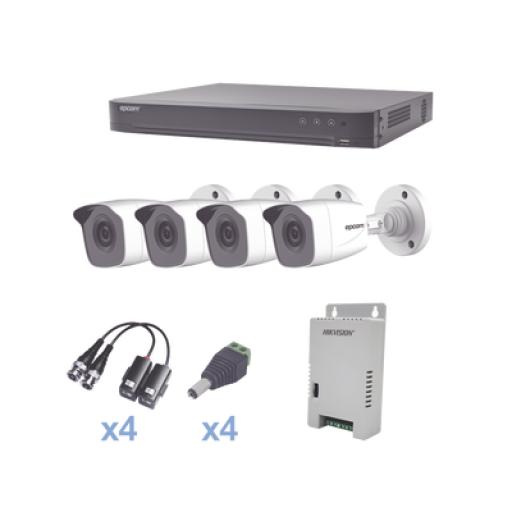 [EPCOMPROFESSIONAL_KEVTX8T4BW] EPCOM PROFESSIONAL KIT TurboHD 1080p / DVR 4 Canales / 4 Cámaras Bala Metálicas (exterior 2.8 mm) / Transceptores / Conectores / Fuente de Poder Profesional