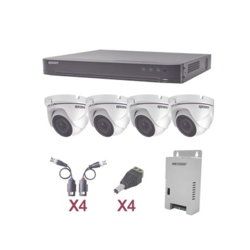 [EPCOMPROFESSIONAL_KEVTX8T4EW] EPCOM PROFESSIONAL KIT TurboHD 1080p / DVR 4 Canales / 4 Cámaras Eyeball (exterior 2.8 mm) / Transceptores / Conectores / Fuente de Poder Profesional