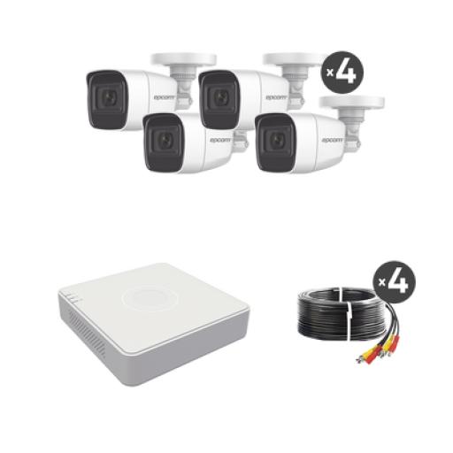 [EPCOMPROFESSIONAL_B8-KIT-MIC] EPCOM PROFESSIONAL (MICRÓFONO Integrado) Kit TurboHD 1080p Lite / DVR 4 canales / Audio por Coaxitron / 4 Cámaras Bala de Metal con Micrófono Integrado