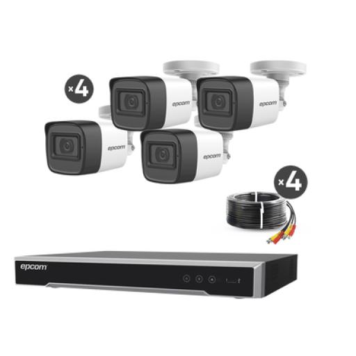 [EPCOMPROFESSIONAL_B50-KIT-MIC] EPCOM PROFESSIONAL Kit TURBOHD 5 Megapixel / DVR 4 Canales / 4 Cámaras de 5 Megapixel con Micrófono Integrado / 4 Cables 18 Metros / Fuente de Poder Profesional 