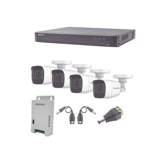 [EPCOMPROFESSIONAL_KEVTX8T4BW/A] EPCOM PROFESSIONAL KIT TurboHD 1080p / DVR 4 Canales / 4 Cámaras Bala Policarbonato con Audio Integrado (exterior 2.8 mm) / Transceptores / Conectores / Fuente de Poder Profesional