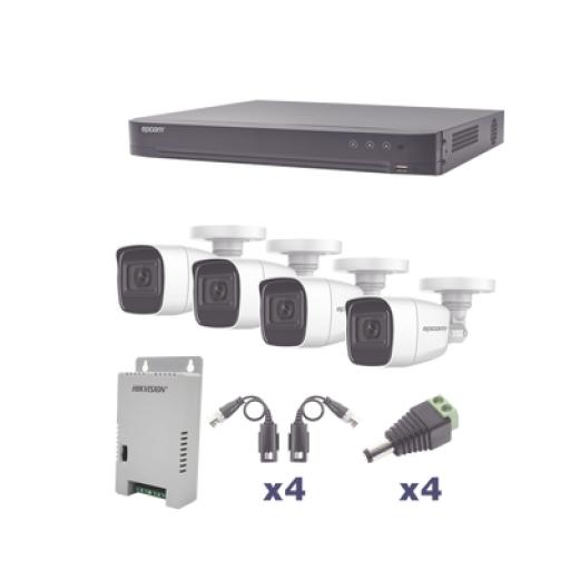 [EPCOMPROFESSIONAL_KEVTX8T4BW/A] EPCOM PROFESSIONAL KIT TurboHD 1080p / DVR 4 Canales / 4 Cámaras Bala Policarbonato con Audio Integrado (exterior 2.8 mm) / Transceptores / Conectores / Fuente de Poder Profesional