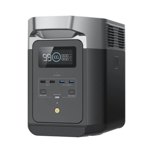 [ECOFLOW_EFD-330] ECOFLOW EcoFlow Delta 2 | Estación de Energía Portátil 1024Wh Litio LFP / 6 AC 1800 W (Max. 2200W) / 2 USB-C 100W / Capacidad para Aumentar Respaldo / Cargador de Coche 10A a 12.6V / Conectividad WiFi y Bluetooth (App) / Carga Solar 500W Max.