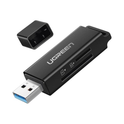 [UGREEN_40752] Ugreen Lector de tarjetas SD portátil USB 3.0 de doble ranura / adaptador de tarjeta de memoria flash concentrador para TF SD Micro SD SDXC SDHC MMC RS-MMC Micro SDXC Micro SDHC UHS-I