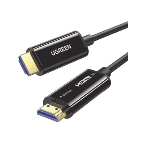 [UGREEN_80409] Ugreen Cable HDMI de 30 Metros por Fibra Óptica 8K@60Hz / Fibra de 4 núcleos + Cobre estañado de 7 núcleos / Compatible con HDMI 2.1 / Alta velocidad 18 Gbps / 3D / HDR / Caja de Aleacion Zinc / Premium