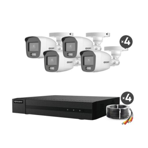 [EPCOMPROFESSIONAL_B8-KIT-CV/A] EPCOM PROFESSIONAL Kit TurboHD 1080p / DVR 4 Canales / 4 Cámaras Bala ColorVu con Microfono Integrado / Fuente de Poder / Accesorios de Instalación