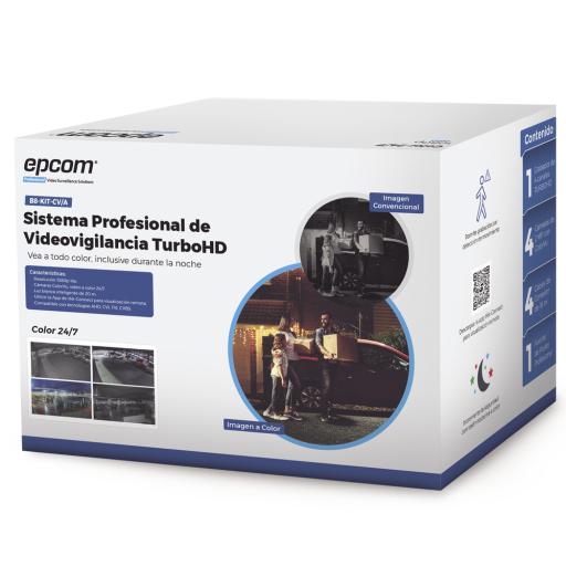 [EPCOMPROFESSIONAL_B8-KIT-CV/A] EPCOM PROFESSIONAL Kit TurboHD 1080p / DVR 4 Canales / 4 Cámaras Bala ColorVu con Microfono Integrado / Fuente de Poder / Accesorios de Instalación