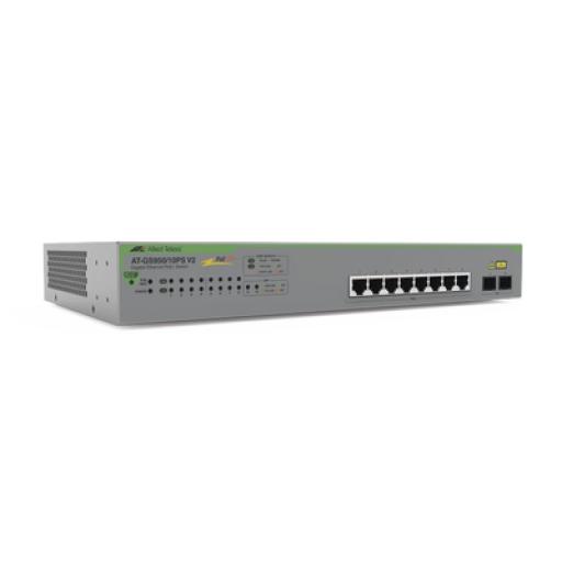 [ALLIEDTELESIS_AT-GS950/10PS-V2-10] Allied Telesis Switch PoE+ Gigabit WebSmart de 10 puertos 10/100/1000 Mbps (2 x Combo) + 2 puertos gigabit SFP (Combo), 75 W