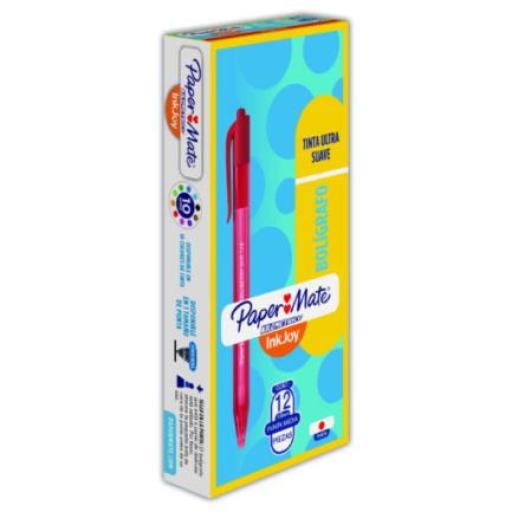 [PAPERMATTE_2166762] PAPERMATTE  Bolígrafo Papermate Kilométrico Retráctil Punto Fino 0.7mm Color Rojo Caja C/12 Pzas