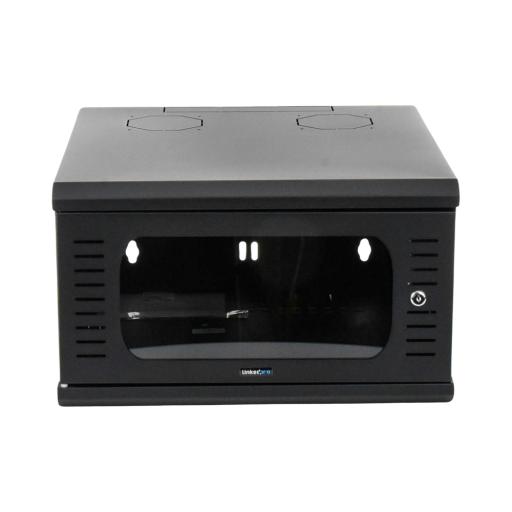 [LINKEDPROBYEPCOM_SR-1904-GFPR2] LINKEDPRO BY EPCOM Gabinete para Montaje en Pared Fijo, con 4 Unidades de Rack, de 19in, Puerta de Cristal Templado, Fabricado en Acero