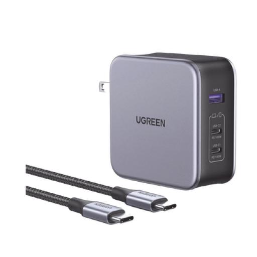 [UGREEN_90548] Ugreen Cargador de 140W serie Nexode / 3 Puertos de Carga Rápida / 2 USB-C / 1 USB-A / Tecnología GaN II +SIC / Power Delivery 3.1 / Quick Charge 4.0 / Tecnología de Protección Térmica/ Optimiza la Experiencia de Carga / Incluy