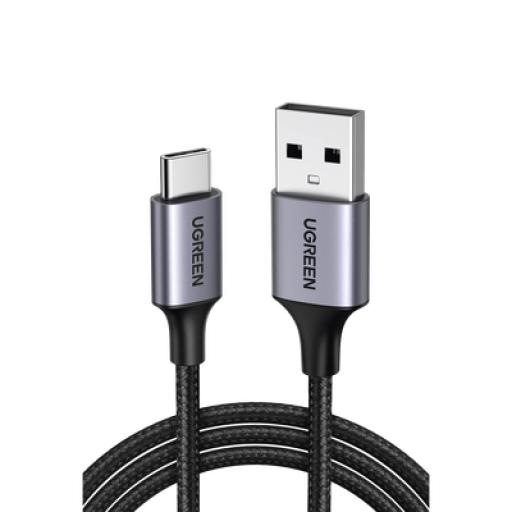 [UGREEN_60126] Ugreen Cable USB-A a USB-C | 1 Metro | Transferencia de datos de 480 Mbps | Carga Rápida | QC 4.0/3.0/2.0 | FPC | AFC | Protección Integrada | Caja de Aluminio | Nylon Trenzado | Color Negro | 2 años de Garantía.