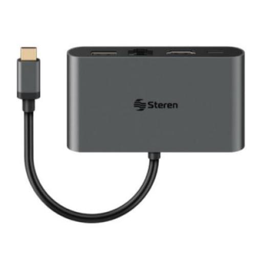 [STEREN_USB-5290] Steren Adaptador Steren USB C a HDMI/USB 3.0/USB C/RJ45 Color Negro