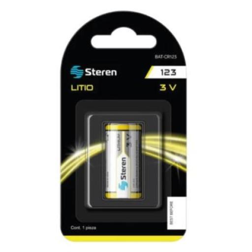 [STEREN_BAT-CR123] Steren Pila Steren Litio Tipo Cilindro 1400 mAh 1 Pieza