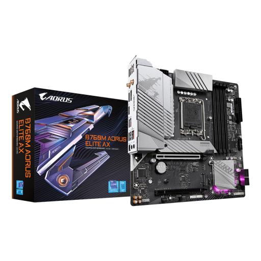 [GIGABYTE_B760M AORUS ELITE AX] Tarjeta Madre Gigabyte Micro ATX B760M AORUS ELITE AX, S-1700