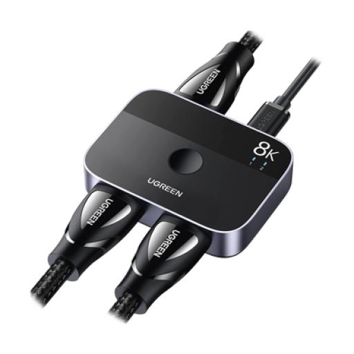 [UGREEN_90385] Ugreen Conmutador HDMI 2.1 8K @60Hz / HDMI Splitter 2 Entradas a 1 Salida / Soporta 4K @120Hz 1080P @240Hz 3D / HDR Dolby / Alta Velocidad 48Gbps / Formatos de Audio LPCM/DTS/DSD, 2,0/2,1/5,1/7,1 canales