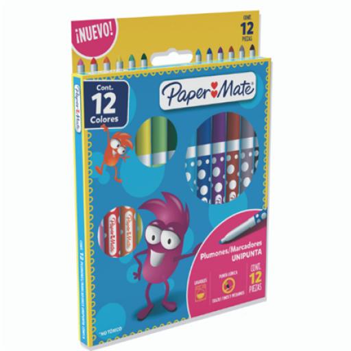 [PAPERMATTE_G10106] PAPERMATTE  Plumones Papermate Unipunta Colores Surtidos C/12 Pzas