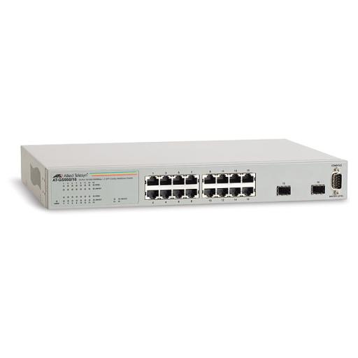 [ALLIEDTELESIS_AT-GS950-16-10] Allied Telesis Switch Gigabit WebSmart de 16 puertos 10/100/1000 Mbps (2 x Combo) + 2 puertos gigabit SFP (Combo)