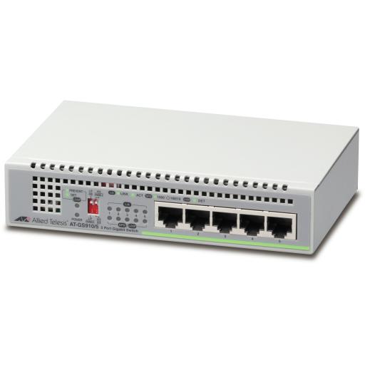 [ALLIEDTELESIS_AT-GS910-5-10] Allied Telesis Switch Gigabit No Administrable, 5 Puertos 10/100/1000 Mbps fuente de alimentación interna