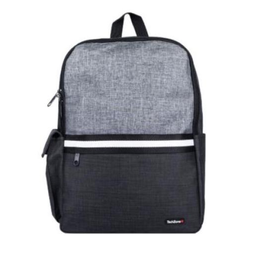 [TECHZONE_TZ21LBP01-B] TechZone Mochila TechZone de 15.6" para Laptop Múltiples Compartimientos Color Negro con Gris