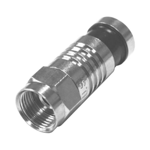 [RFINDUSTRIES_RFF-1401-D] RF Industries Conector F Macho Plegado Axial por Compresión para RG-59/U, Cuerpo en Níquel y Banda Negra.