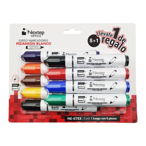 [NEXTEP_NE-078X] Nextep Juego Marcador Pizarrón Blanco Nextep 8 Colores Punta Gruesa Cincel 4mm
