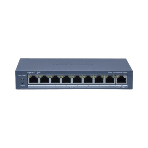 [HIKVISIONDIGITALTECHNOLOGY_DS-3E1309P-EI/M] Hikvision Digital Technology Switch PoE+ / Monitoreable / 8 Puertos 10/100 Mbps PoE+ / 1 Puerto 1000 Mbps Uplink / PoE hasta 300 metros / 60 W 