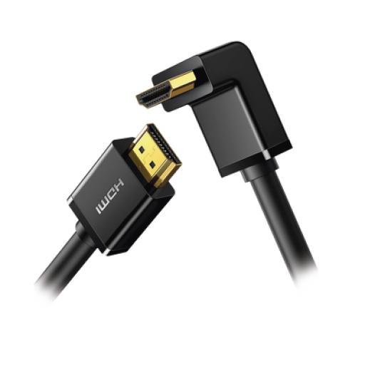 [UGREEN_10174] Ugreen Cable HDMI 2.0  en Angulo de 90°  / 3 m / 4K@60Hz / HDR / 3D / HEC (Canal Ethernet HDMI) / ARC (Canal de Retorno de Audio / CEC / 32 canales de Audio / HDCP 2.2 / Dolby Atmos / 18 Gbps / Blindaje Múltiple