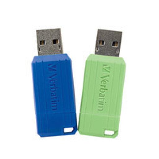[VERBATIM_VB99814] Verbatim MEMORIA FLASH USB PINSTRIPE DE 32 GB 2PK AZUL Y VERDE