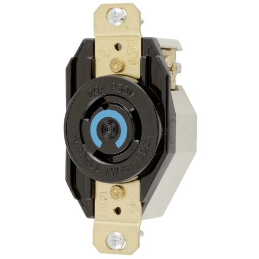 [HUBBELL_HUB-HBL-2320] Hubbell Receptáculo de Media Vuelta Industrial para Empotrar/ 20A  250V/ 2 Polos 3 Hilos/ NEMA L6-20R / Color Negro.