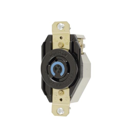 [HUBBELL_HUB-HBL-2320] Hubbell Receptáculo de Media Vuelta Industrial para Empotrar/ 20A  250V/ 2 Polos 3 Hilos/ NEMA L6-20R / Color Negro.