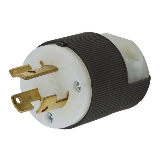 [HUBBELL_HUB-HBL-4570C] Hubbell Clavija Industrial con Bloqueo de Media Vuelta / 15 A 250 V CA / 2 Polos 3 Hilos / Color Blanco y Negro / Nema L6-15P.
