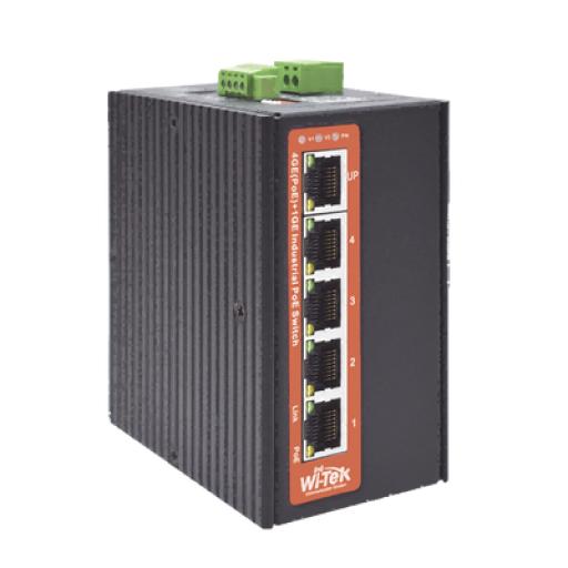 [WI-TEK_WI-PS305G-I-DC] WI-TEK Switch Industrial PoE++ / No administrable / Con 4 puertos Gigabit PoE / 1 puerto Gigabit Uplink / Presupuesto 120W