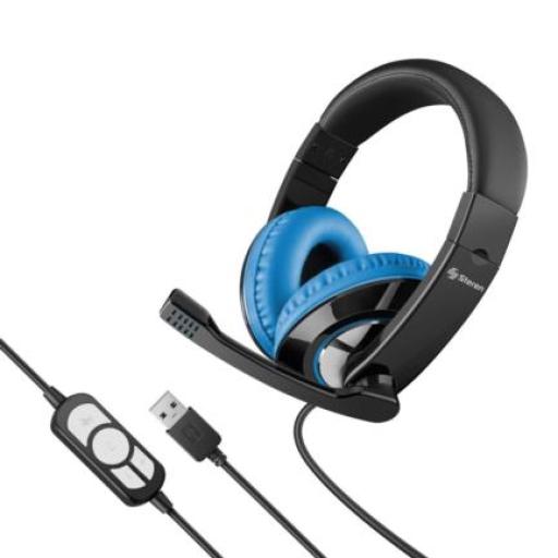 [STEREN_AUD-536] Steren Audífonos Steren Ultraconfort Multimedia USB con Micrófono Color Negro con Azul