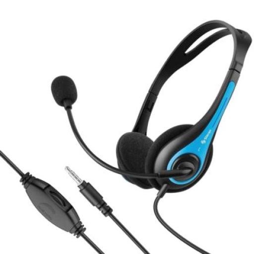[STEREN_AUD-538] Steren Audífonos Steren Alámbricos Multimedia 2.4m con Micrófono Multiposición Color Negro con Azul