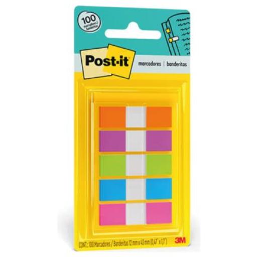 [3M_683-5CB] 3M Banderitas 3M Post-it 683-5CB Autoadheribles Neón 12mmx43mm 5 Blocks C/20 Banderitas