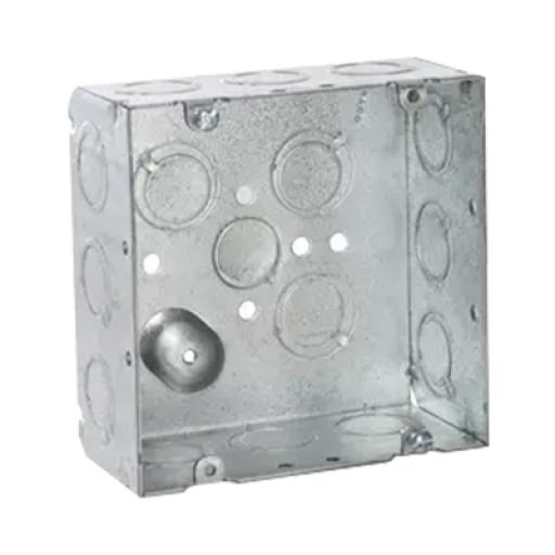 [RACO_HUB-257] Raco Caja Cuadrada 4 11/16 x 4 11/16"/ Profundidad de 2- 1/8"/ Cuenta 1 Entrada de 1/2" y 15 TKO  (1/2"-3/4").