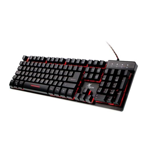 [XTECH_XTK-520S] Teclado para Gaming Xtech XTK-520S - Español - Iluminación Tri-color - Elección de iluminación roja, azul, o púrpura con ajuste de brillo para uso día o noche
