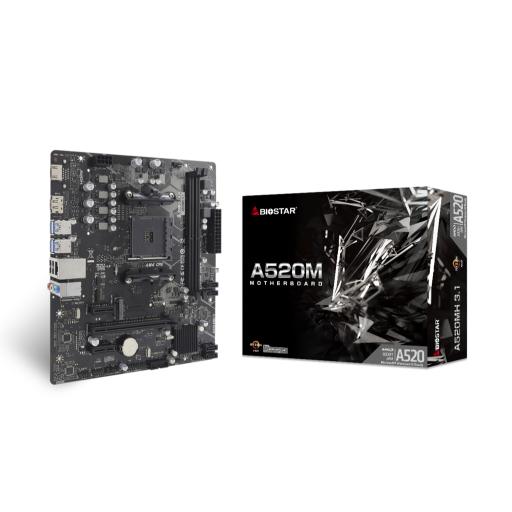 [BIOSTAR_A520MH 3.1] MOTHERBOARD BIOSTAR (A520MH 3.1) SOCKET AM4,MICROATX 2*DDR4,PS2,VGA,HDMI,RJ45,DP,AUDIO 6CH