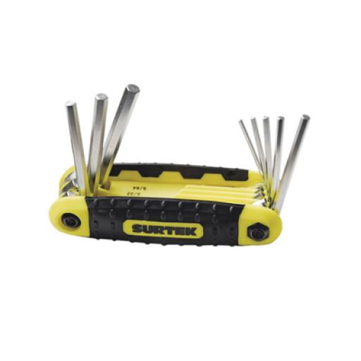 [SURTEK_SYS-ALLFNX8M] Surtek Juego de 8 llaves hexagonales métricas tipo navaja, mango bimaterial.
