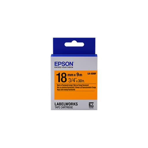 [EPSON_LK-5DBF] Epson LABELWORKS STANDARD TAPE LK-5DB F BLACK/FLUORESCENT ORANGE 18MM .