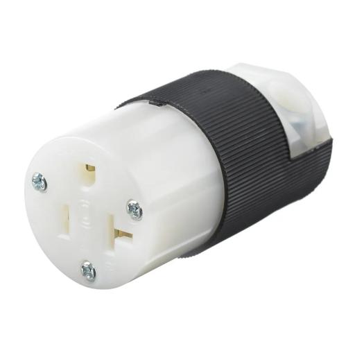 [HUBBELL_HUB-HBL5369C] Hubbell Conector Entrada Recta/ 20 A 125V/ 2 Polos 3 Hilos/ Nema 5-20 R/ Grado Industrial- Comercial / Color Negro-Blanco.