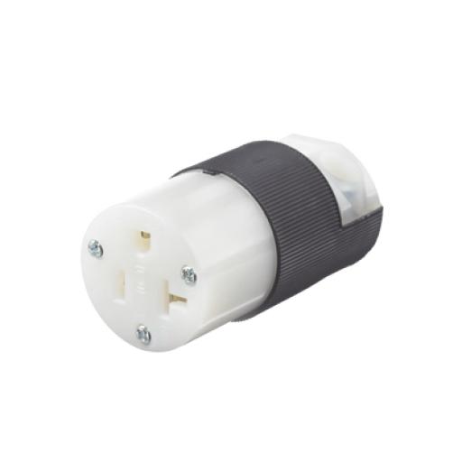 [HUBBELL_HUB-HBL5369C] Hubbell Conector Entrada Recta/ 20 A 125V/ 2 Polos 3 Hilos/ Nema 5-20 R/ Grado Industrial- Comercial / Color Negro-Blanco.